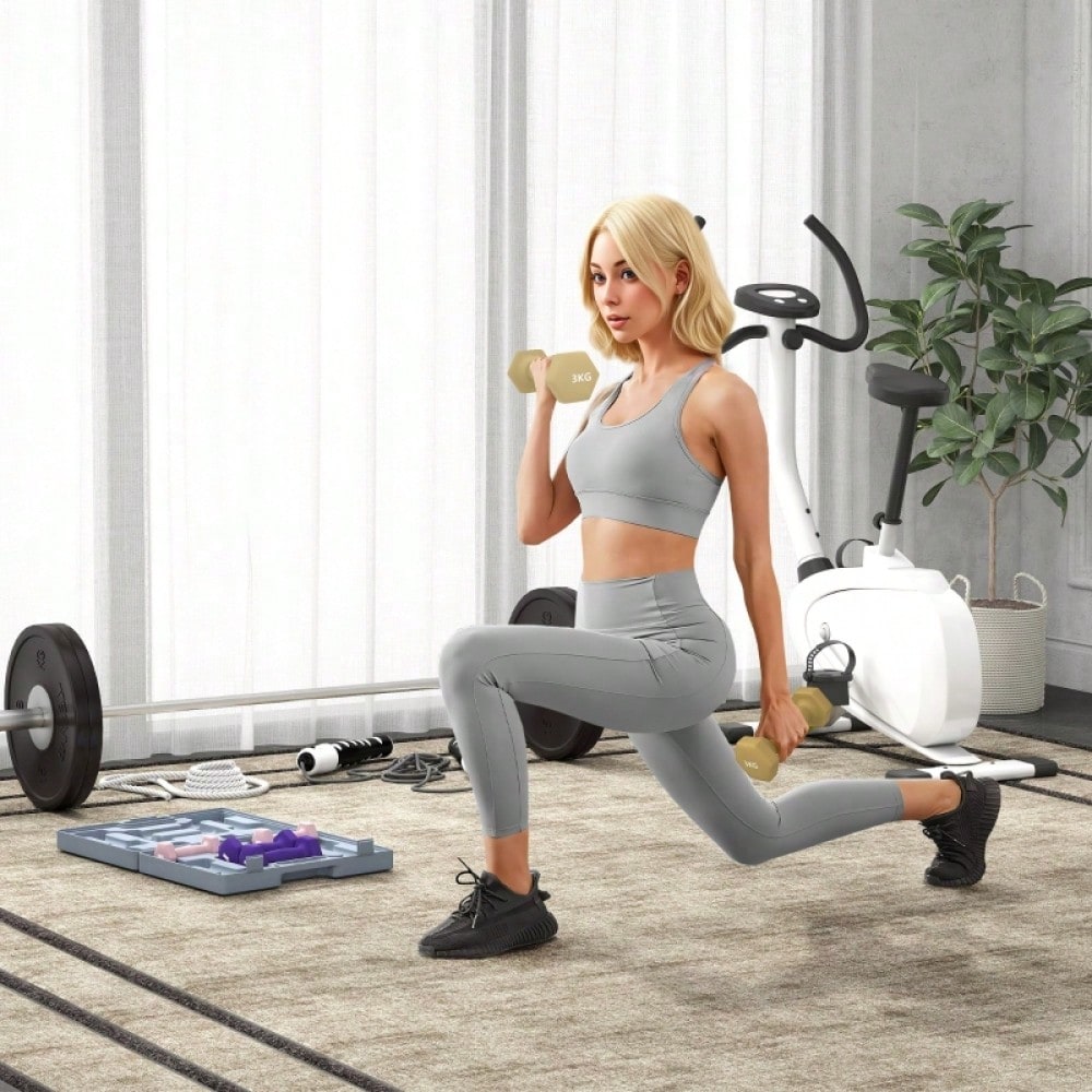 SPORTNOW Hantelset, 6er Set Hanteln mit Gewichten, Kurzhantelset aus Stahl, 1kg, 2kg, 3kg
