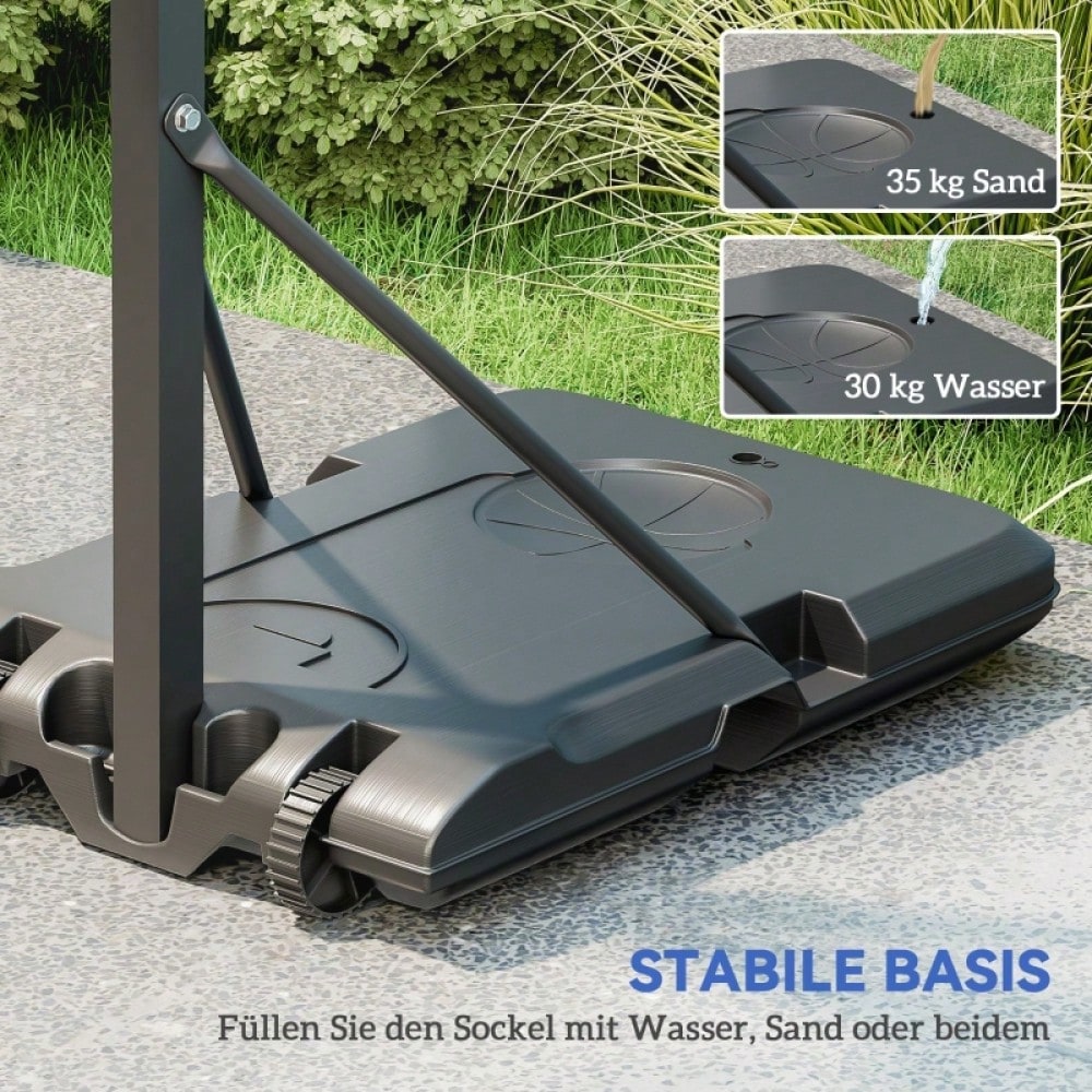 SPORTNOW Basketballkorb mit Ständer Rolle 146–236 cm Höhenverstellbar Basketballständer mit 71x45cm Rückwand Tragbar Korbanlage für Jugendliche Erwachsene Basketballanlage für Indoor Outdoor