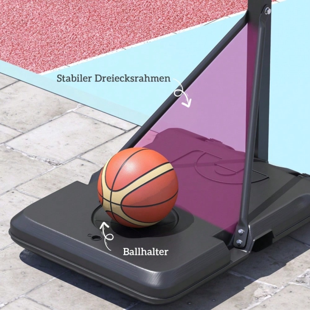 SPORTNOW Basketballkorb mit Ständer Rolle 146–236 cm Höhenverstellbar Basketballständer mit 71x45cm Rückwand Tragbar Korbanlage für Jugendliche Erwachsene Basketballanlage für Indoor Outdoor