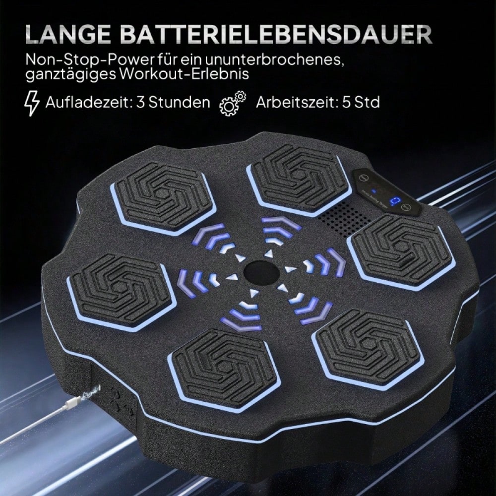 SPORTNOW Music Boxing Machine, elektronische Bluetooth Boxmaschine mit Musik, 9 Geschwindigkeit 3 Modi, Wandmontiertes Smart Boxziel mit LED-Leuchten, für Erwachsene, Heimübungen, Schwarz