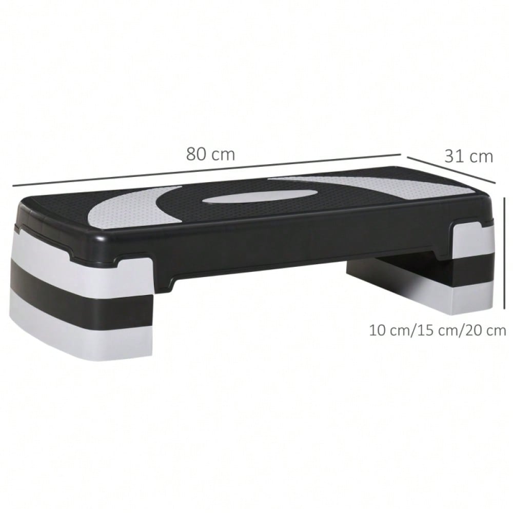 HOMCOM Steppbrett Aerobic-Stepper Höhenverstellbar 10/15/20 cm Fitness Heimtrainer bis 150 kg 80x31 cm