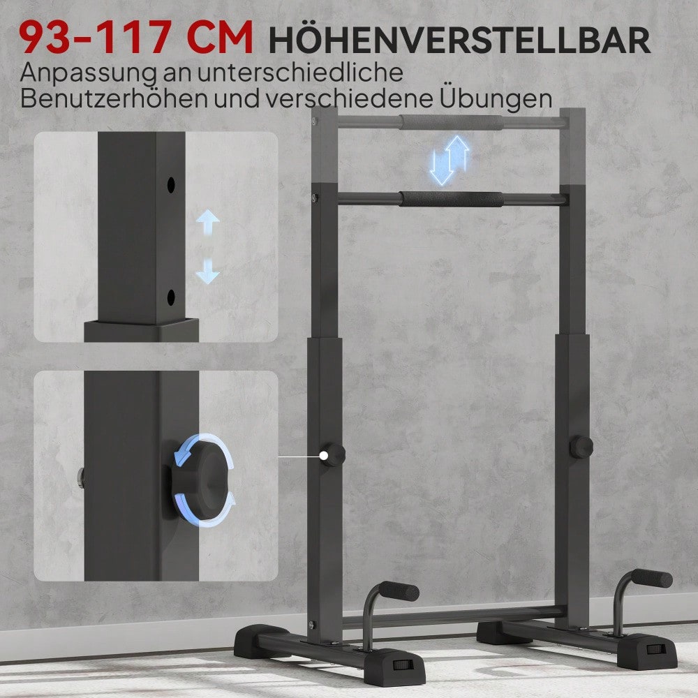 SPORTNOW Dip Barren Dip Station bis 540 kg Belastbar Höhenverstellbar Fitness-Bar Push Up Stand Bar Fitness Parallettes, Liegestützgriffe für Calisthenics, Zuhause, Krafttraining