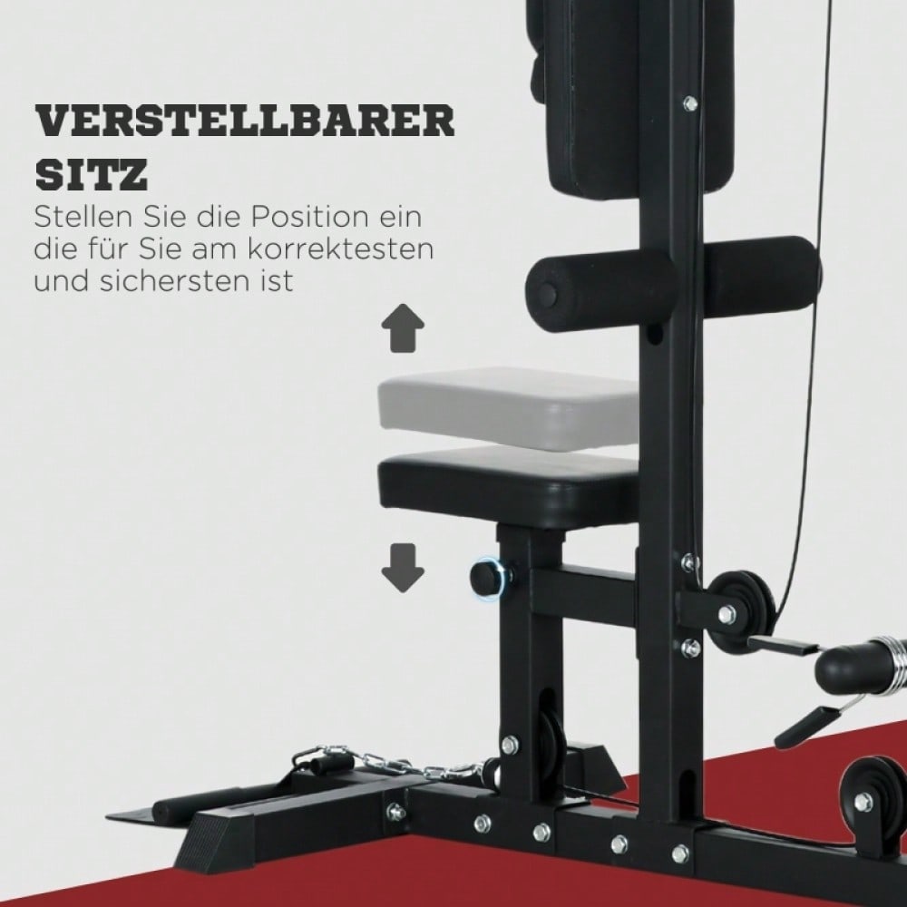 SPORTNOW Kraftstation für Zuhause, Ruderzüge, ohne Gewichte, Fitnessgerät für Zuhause, Stahl, Kunstleder, Schwarz