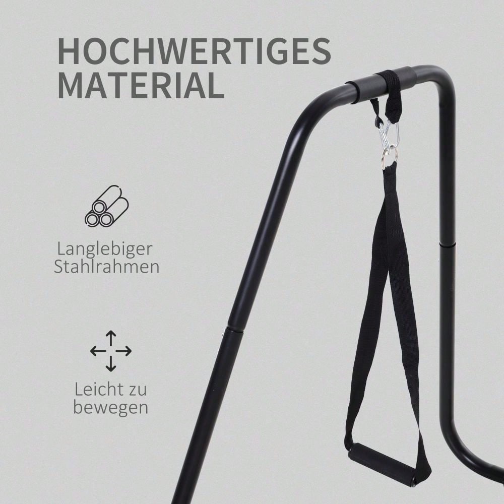 HOMCOM Dipstation stabiler Dip Ständer mit Schlingentrainer robustes Stahlgestell schwarz 90x81x92,5cm für effektives Krafttraining