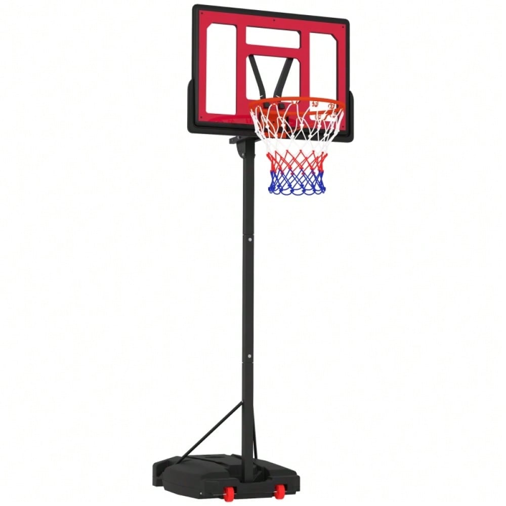 AIYAPLAY Kinder Basketballkorb Höhenverstellbar (200-260 cm), Mobile Basketballanlage mit Rollen & Gewichtssack für Outdoor, Garten, ab 6 Jahren (Rot)