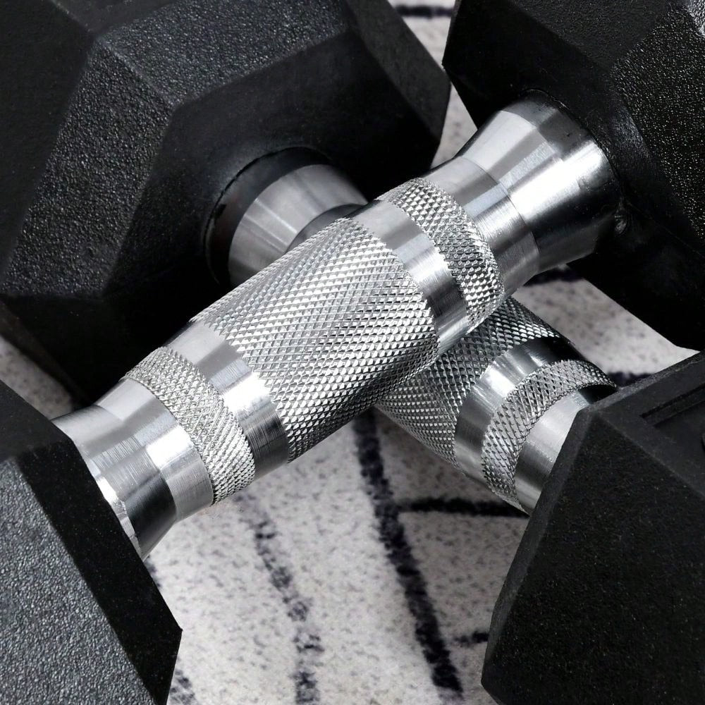 HOMCOM Kurzhantel Set 2x 6kg, Sechskant Design mit Gummiüberzug, rutschfest & bodenschonend, für Krafttraining & Home Gym (Schwarz)