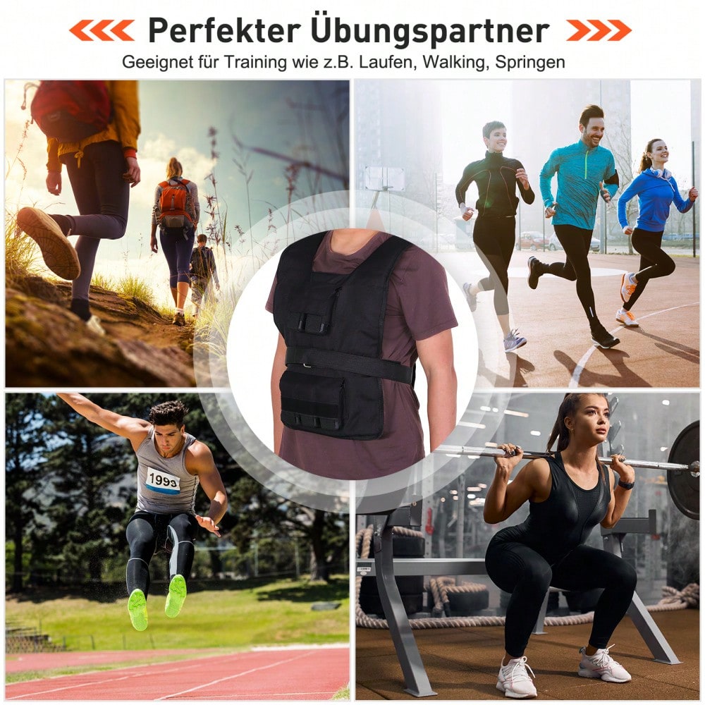 HOMCOM Gewichtsweste 30 kg Verstellbar für Krafttraining, mit Eisengewichtsfüllung & Oxford-Gewebe, Fitness Weste für Workout, Laufen, Cross-Training (Schwarz, 36x52 cm)