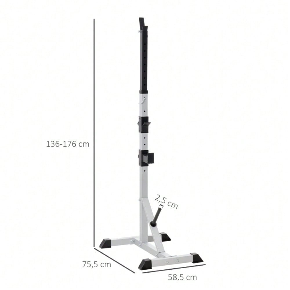 HOMCOM Hantelständer Set 2x, Höhenverstellbar (3 Ebenen), Bis 200kg Belastbar, Aus Stahl, Für Langhanteln & Hantelscheiben, Für Home Gym Krafttraining