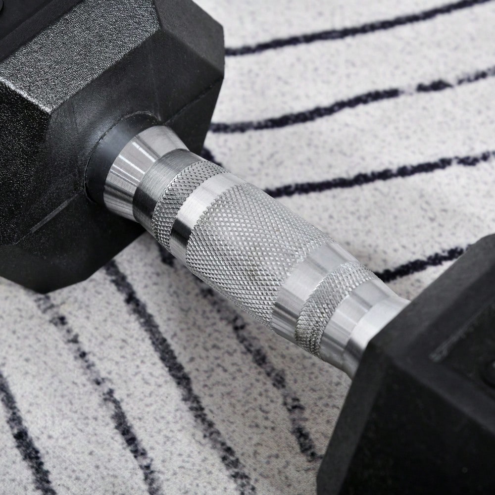 HOMCOM Kurzhantel Set 2x 10kg, Sechskant-Design mit Gummiüberzug, rutschfest & bodenschonend, für Krafttraining & Home Gym (Schwarz)