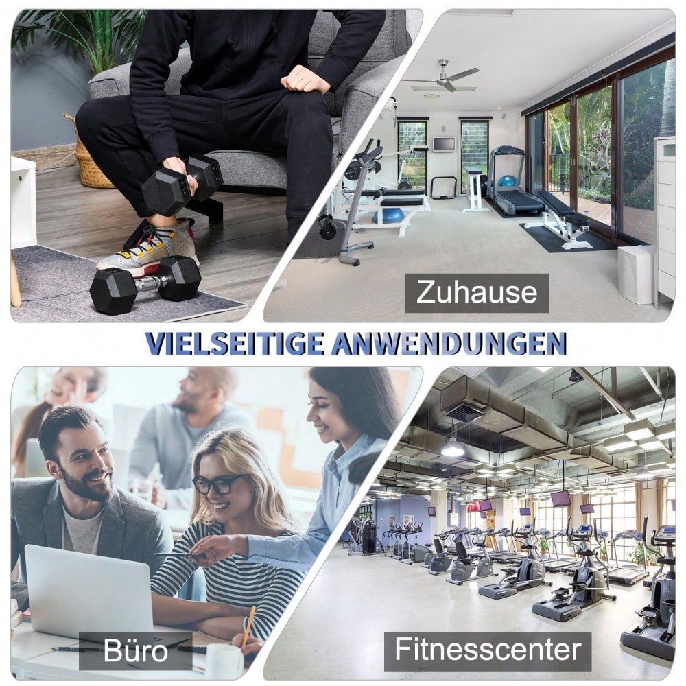 HOMCOM Kurzhantel Set 2x 8kg, Sechskant-Design mit Gummiüberzug & Gerändeltem Griff, Rutschfest & Bodenschonend, Für Krafttraining & Home Gym (Schwarz)