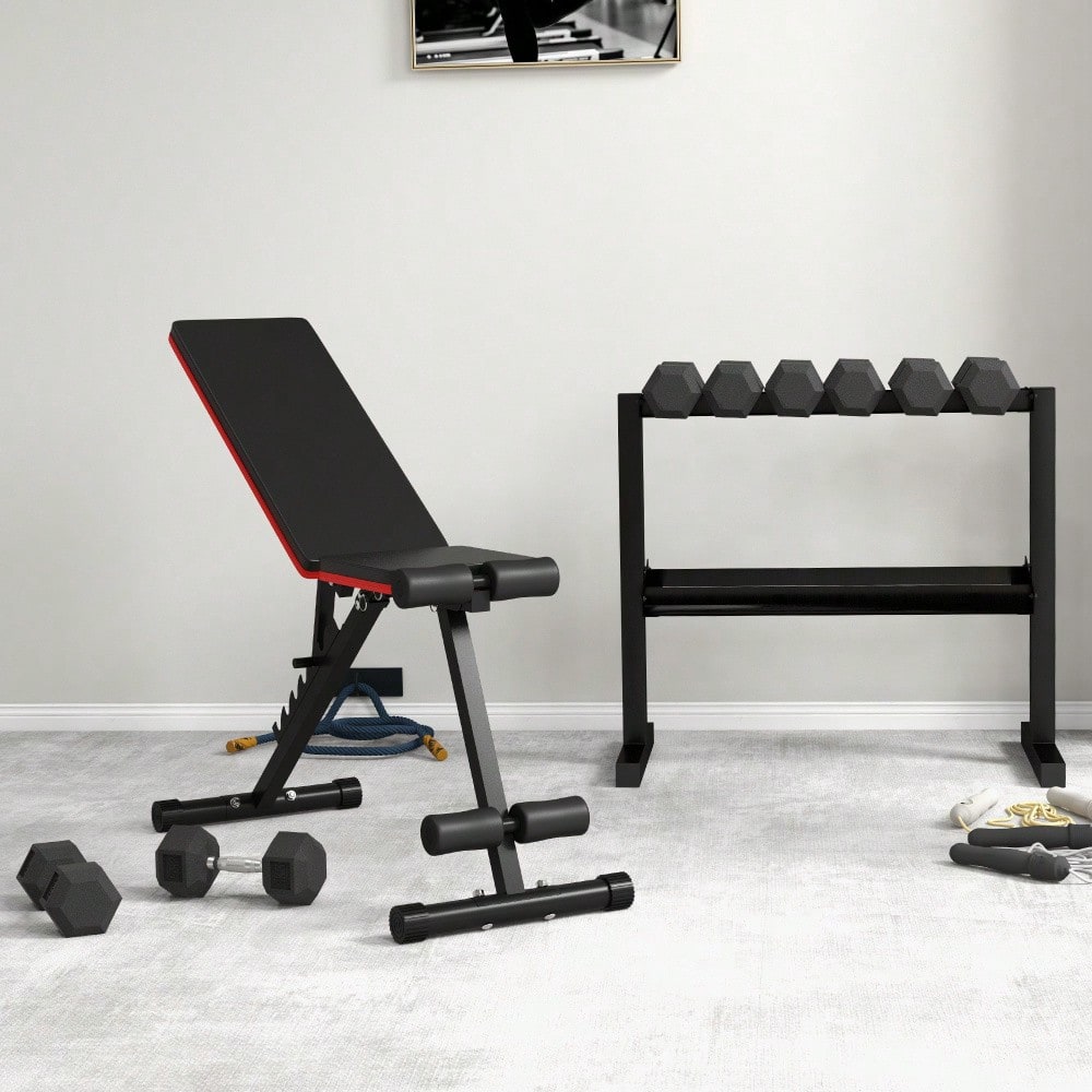 HOMCOM Kurzhantel Set 2x 8kg, Sechskant-Design mit Gummiüberzug & Gerändeltem Griff, Rutschfest & Bodenschonend, Für Krafttraining & Home Gym (Schwarz)