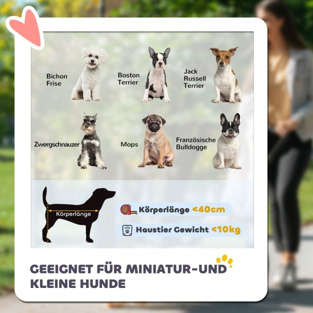 PawHut 2-in-1 Hundebuggy Klappbar mit Kissen & Regenschutz, Für Hunde & Katzen bis 10 kg, Mit Netzfenstern & Aufbewahrungskorb (Dunkelgrün)
