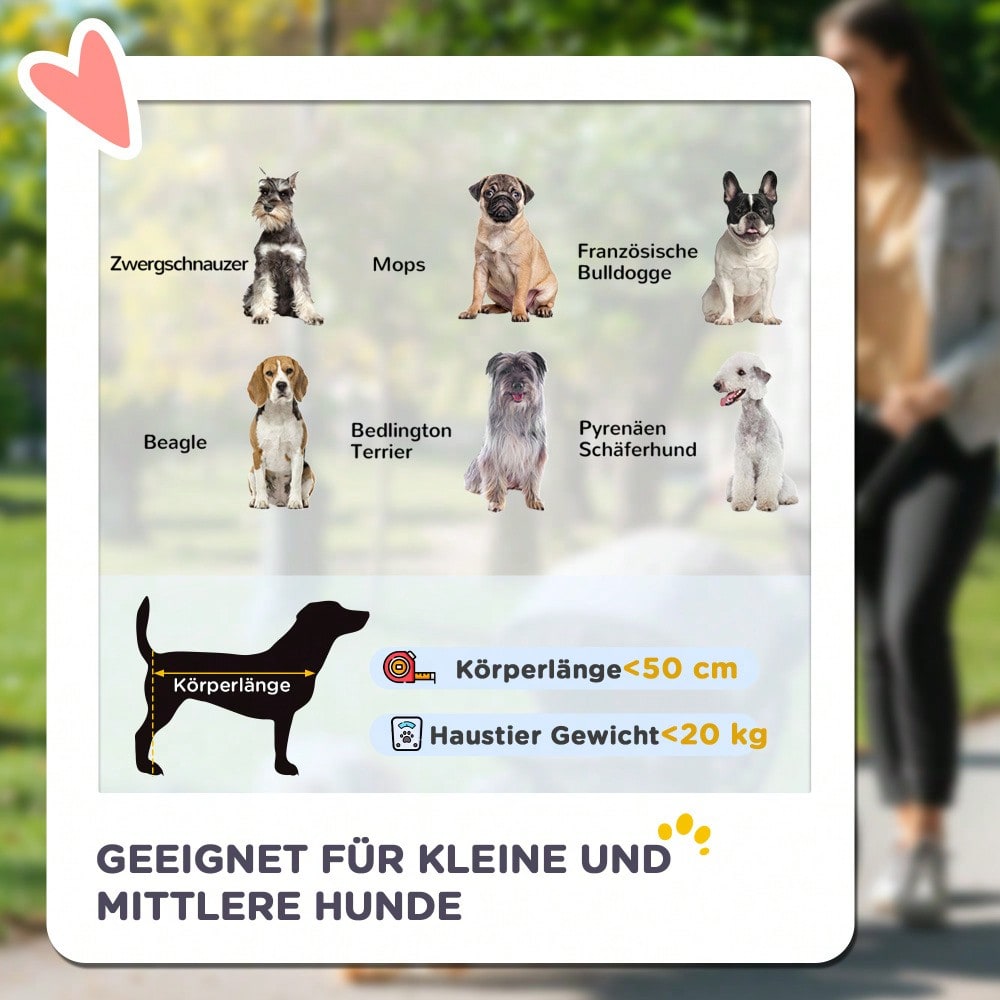 PawHut Hundebuggy Faltbar bis 20 kg mit Kissen & Netzfenstern, Für Hunde & Katzen, Oxford-Gewebe, Sicher & Stabil (Grau/Schwarz)