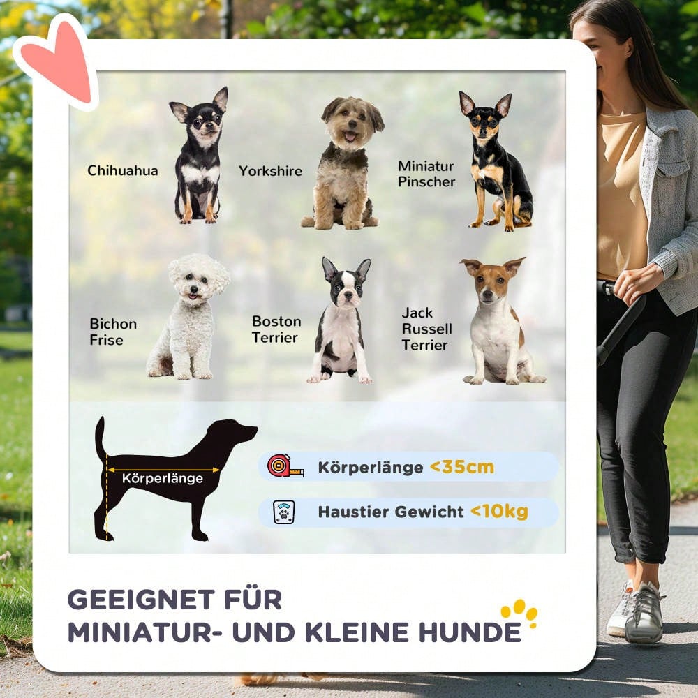 PawHut Hundebuggy Faltbar & Leicht in Kaffeebraun, Für Kleine Hunde & Katzen, Praktischer Transportwagen für Spaziergänge