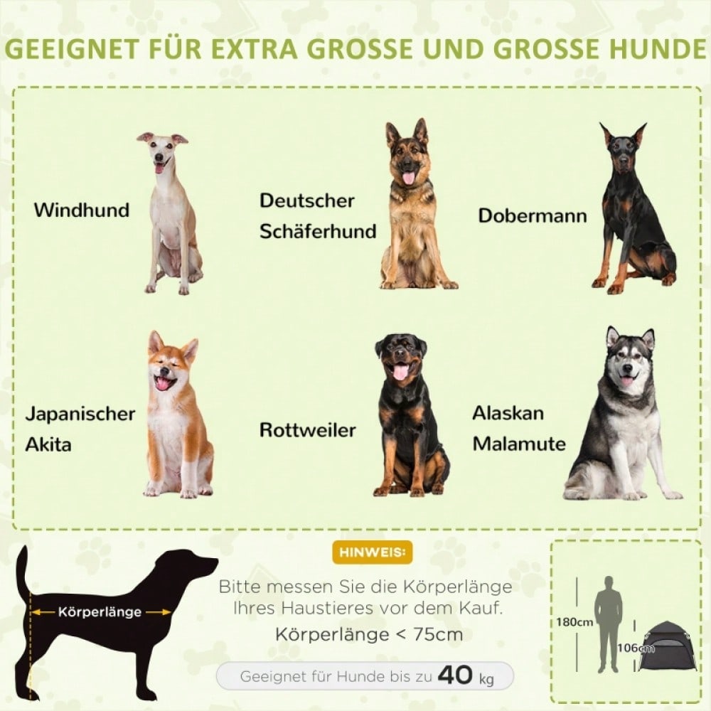 PawHut Haustierzelt, Hundezelt, Katzenhaus im Freien, Hundehaus mit Meshfenster, Hunde Tipi Zelt mit Tragetasche, Sonnendach für Hinterhof, Wohnzimmer, Dunkelgrau