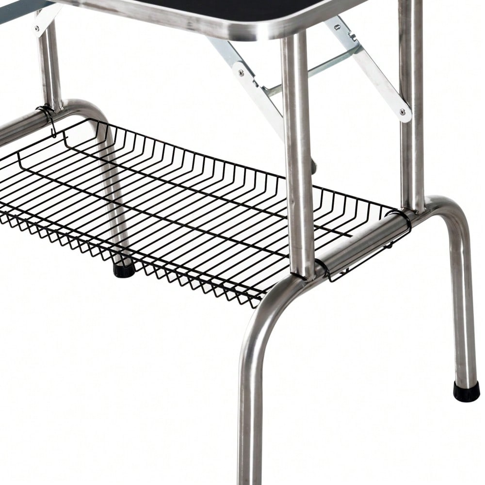 PawHut Hundepflege Tisch klappbar & höhenverstellbar, Trimmtisch aus Edelstahl für Hunde, schwarz