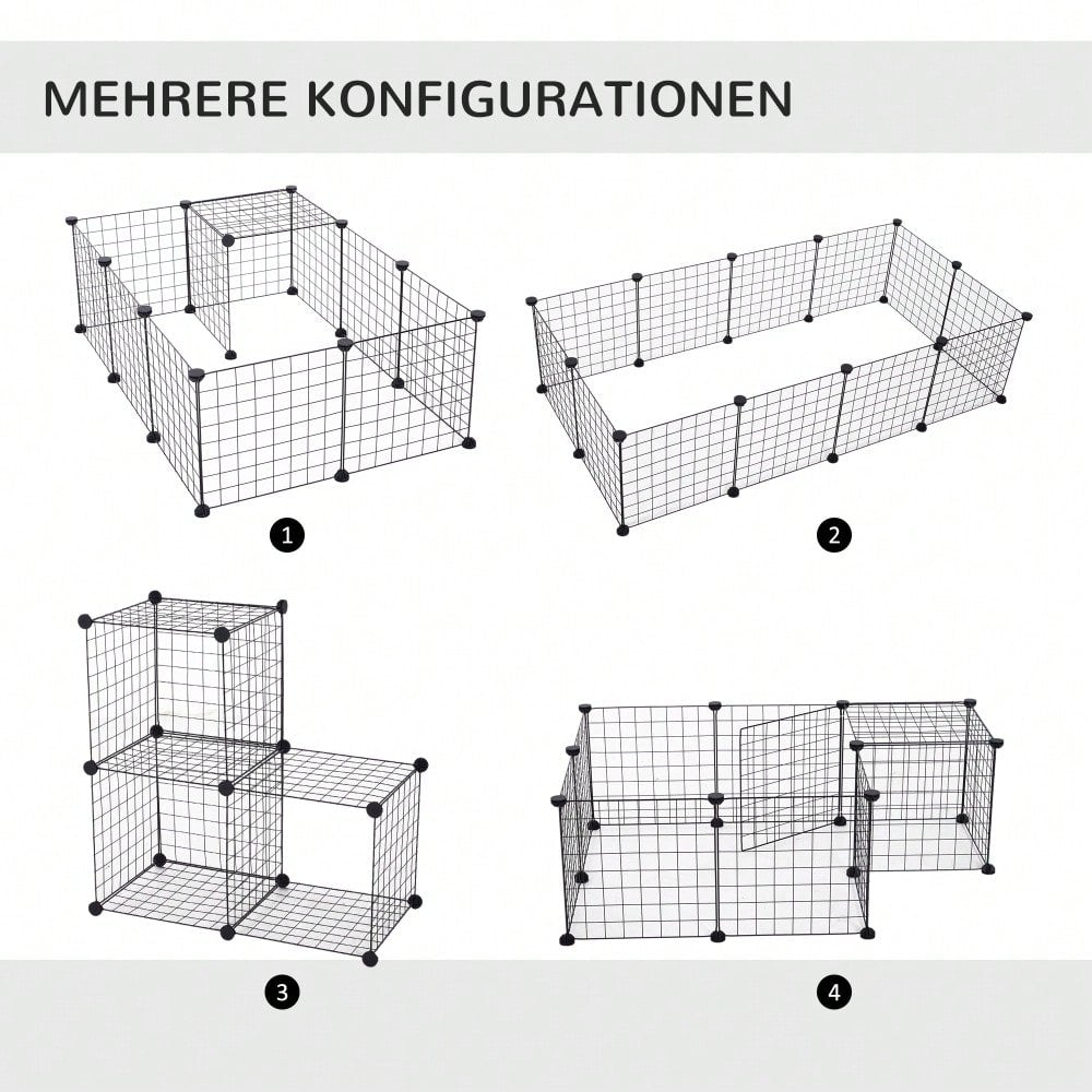 PawHut Freigehege für Kleintiere aus Metall, flexibel zusammenschließbar, 106 x 73 x 36 cm, schwarz