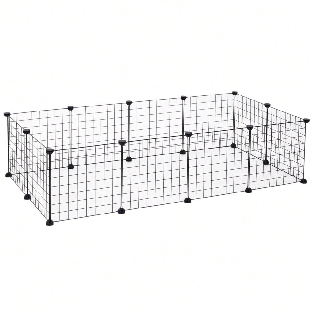 PawHut Freigehege für Kleintiere aus Metall, flexibel zusammenschließbar, 106 x 73 x 36 cm, schwarz