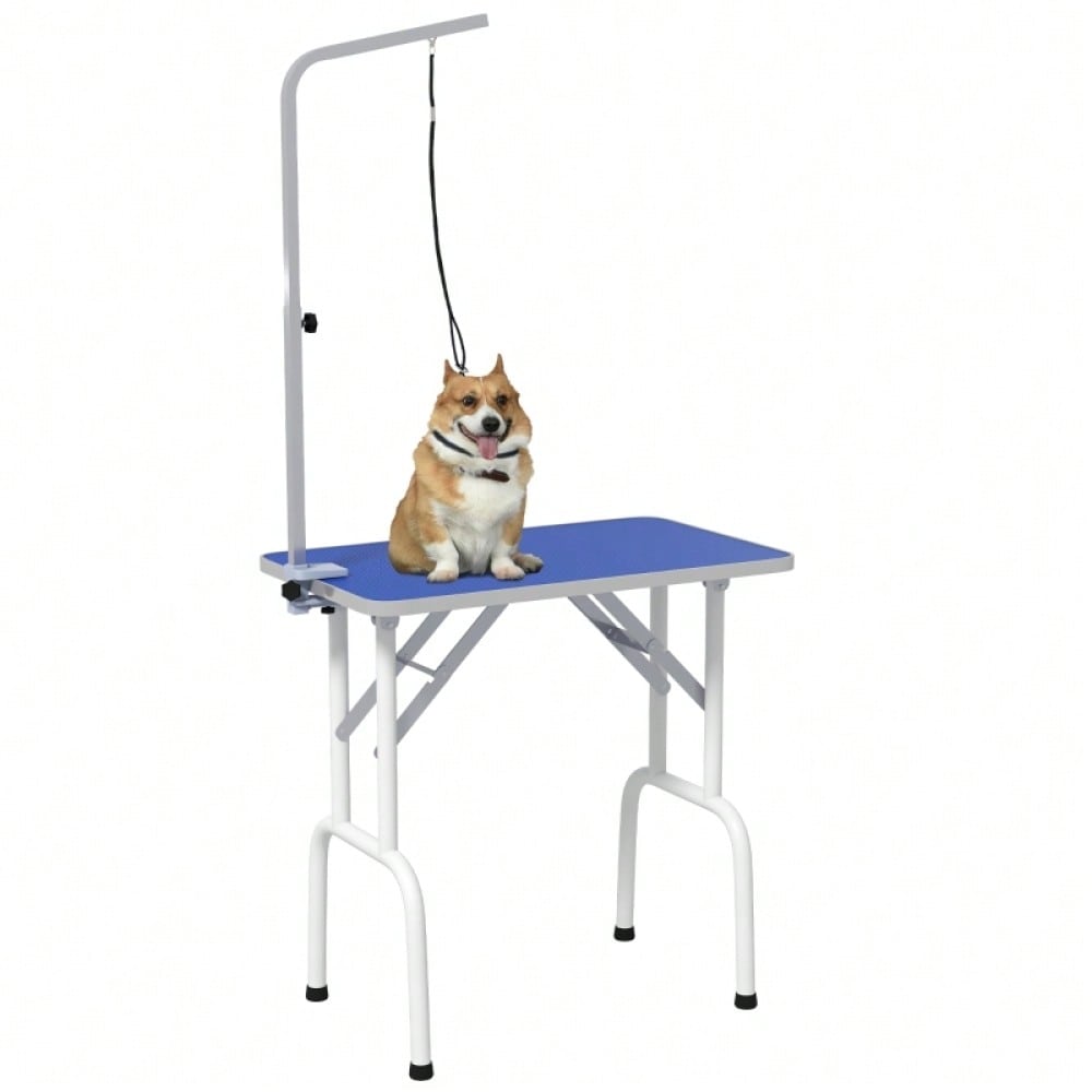 PawHut Pflegetisch für Haustiere, zum Frisieren, Bürsten & Waschen, Metallgestell, blau