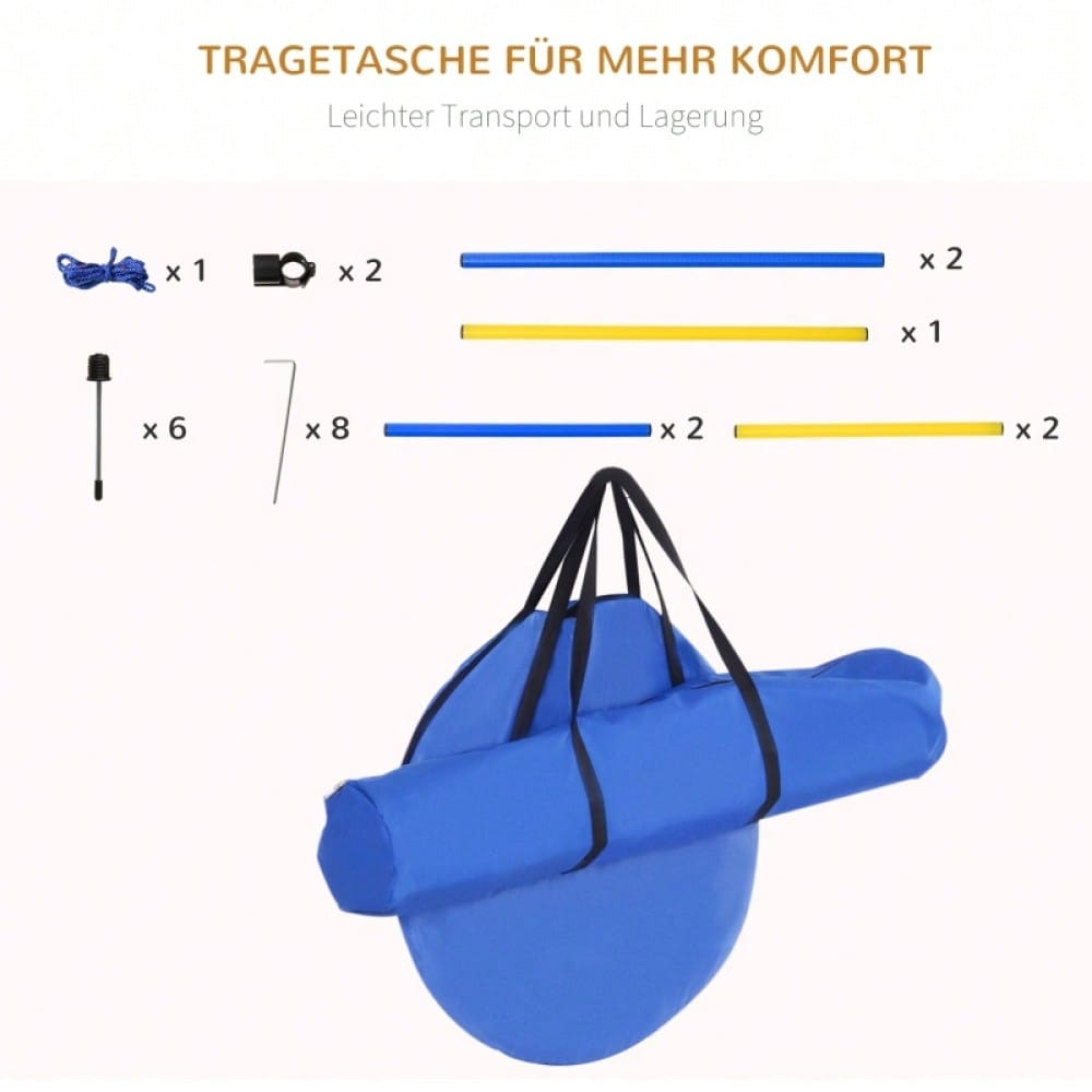 PawHut 5-teiliges Agility Set für Hunde - Höhenverstellbarer Parcours mit Tunnel, Slalomstangen, Hürden & Pause-Box - Komplettset mit Tragetasche für Hundetraining und Spiele im Freien