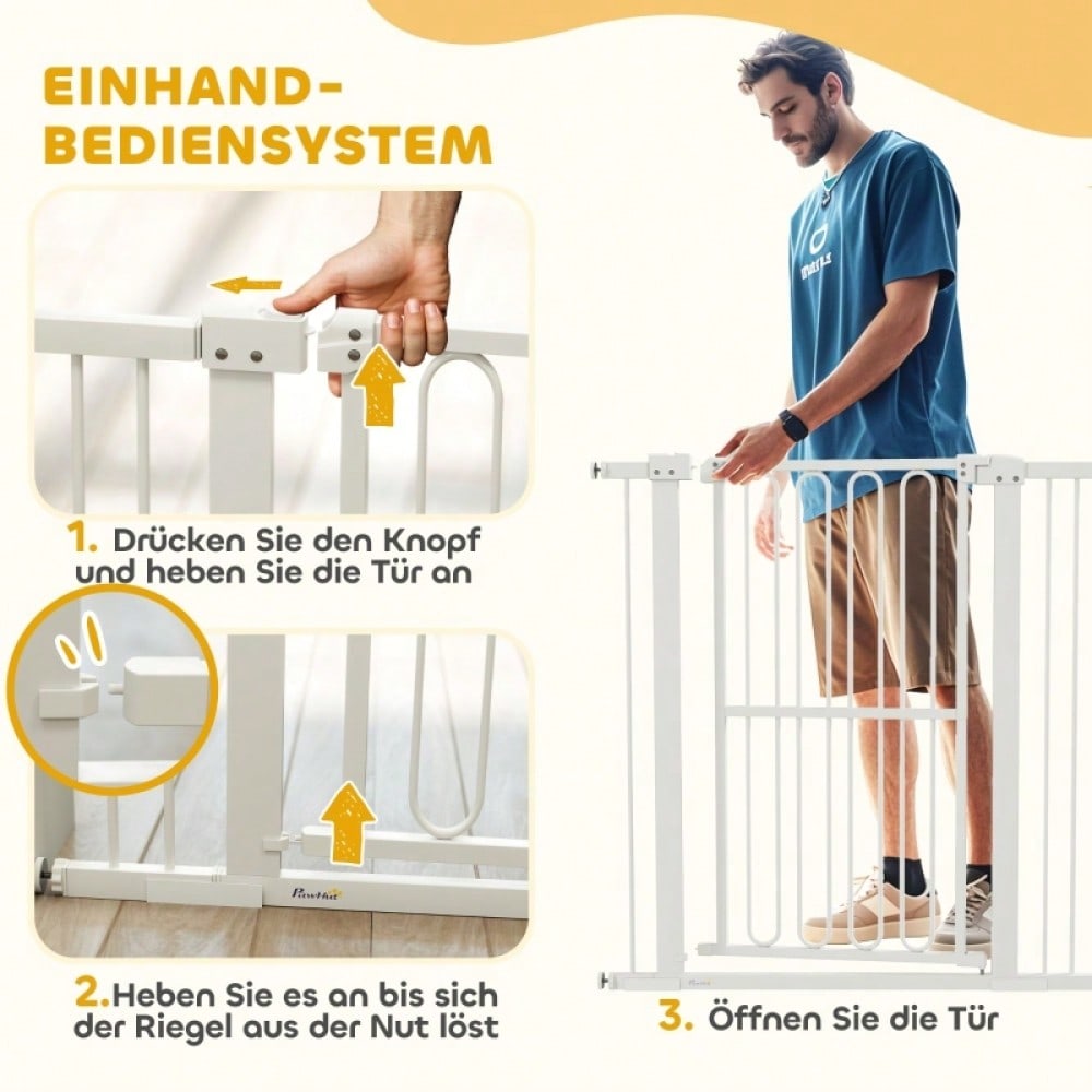 PawHut Treppenschutzgitter & Türgitter für Hunde, 76-104 cm verstellbar - Absperrgitter ohne Bohren (Klemmträger) für Baby & Hund - Premium Sicherheitsgitter für Treppen, Türen & Durchgänge