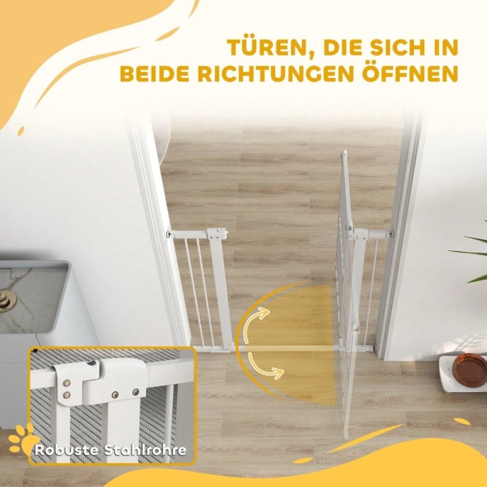 PawHut Treppenschutzgitter & Türgitter für Hunde, 76-104 cm verstellbar - Absperrgitter ohne Bohren (Klemmträger) für Baby & Hund - Premium Sicherheitsgitter für Treppen, Türen & Durchgänge
