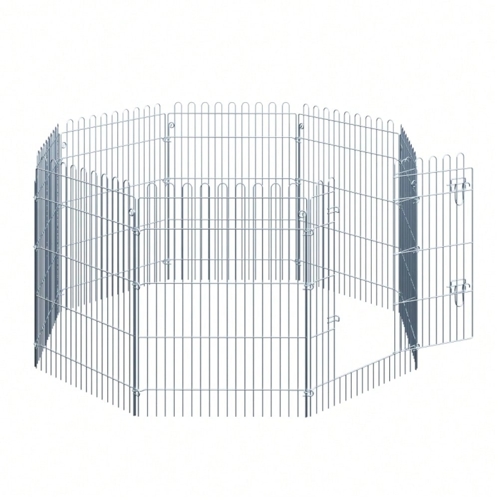 PawHut Welpengehege 8-tlg. Laufstall Freilaufgehege, 63 x 91 cm - Metall-Gitter für Welpen, Hunde & Kleintiere - Aufbau ohne Werkzeug, flexibel formbar
