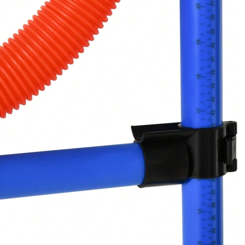 PawHut 3-in-1 Agility Set für Hunde - Trainingsgeräte mit Slalomstangen, Hürde & Sprungring - Komplettset für Hundesport & Agility-Training, Farbe: Blau/Rot