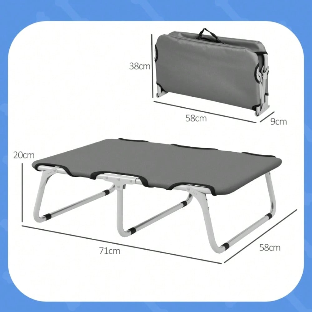 PawHut Klappbares Hundebett für kleine Hunde bis 10kg | Tragbares, robustes & orthopädisches Hundesofa | 71x58x20cm, grau