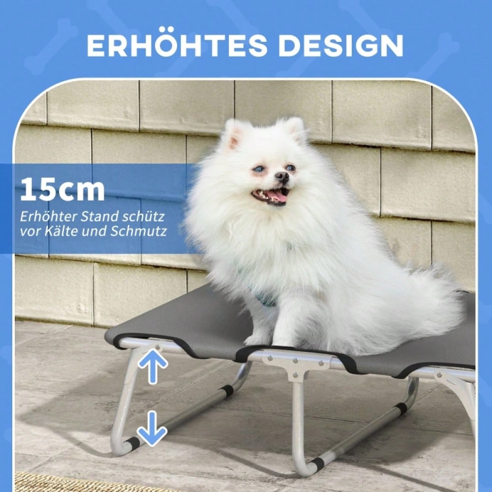 PawHut Klappbares Hundebett für kleine Hunde bis 10kg | Tragbares, robustes & orthopädisches Hundesofa | 71x58x20cm, grau