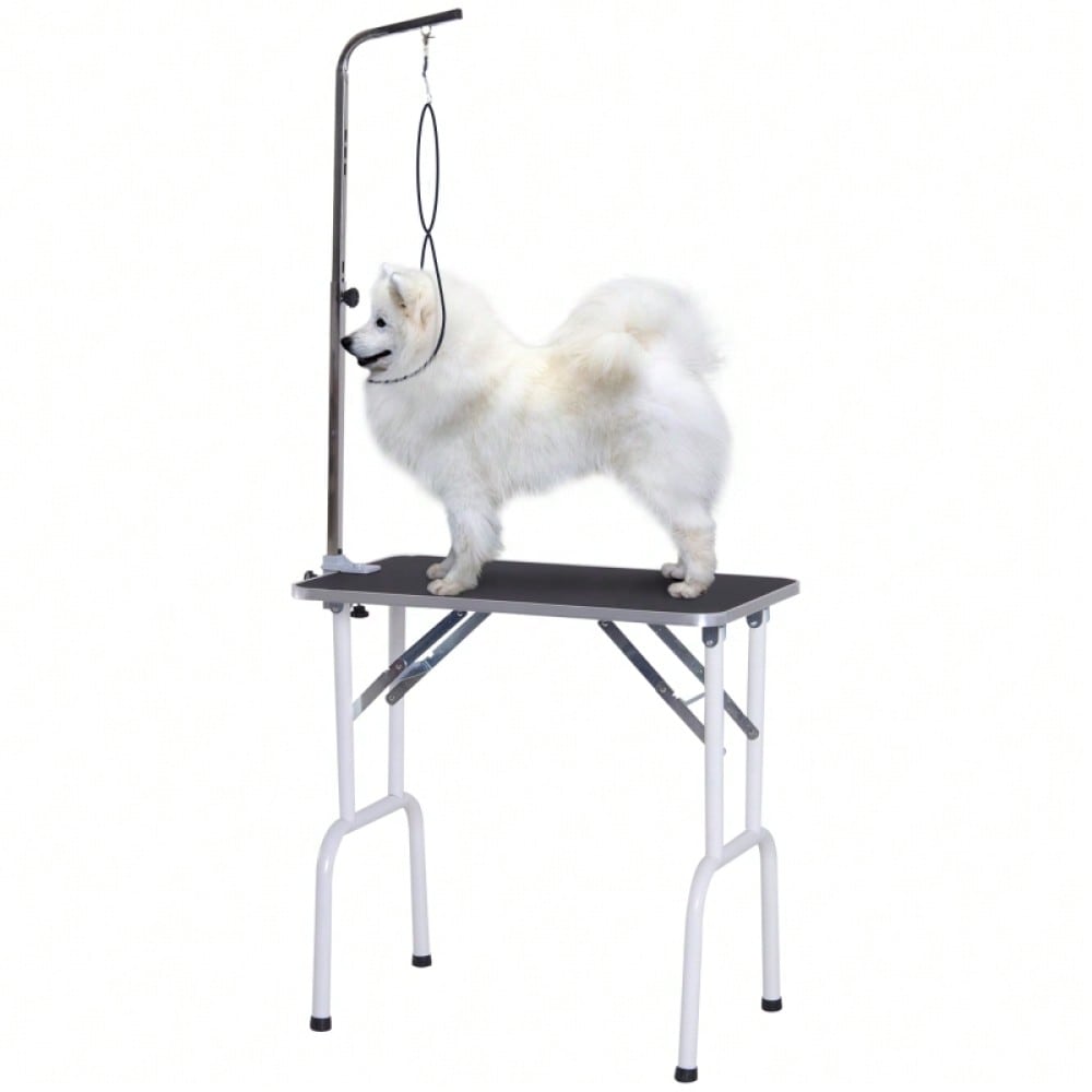 PawHut Klappbarer Trimmtisch für Hunde & Katzen | Tierpflegetisch & Schertisch aus Metall | Höhenverstellbarer Pflegetisch, 81x48,5x80 cm, Schwarz