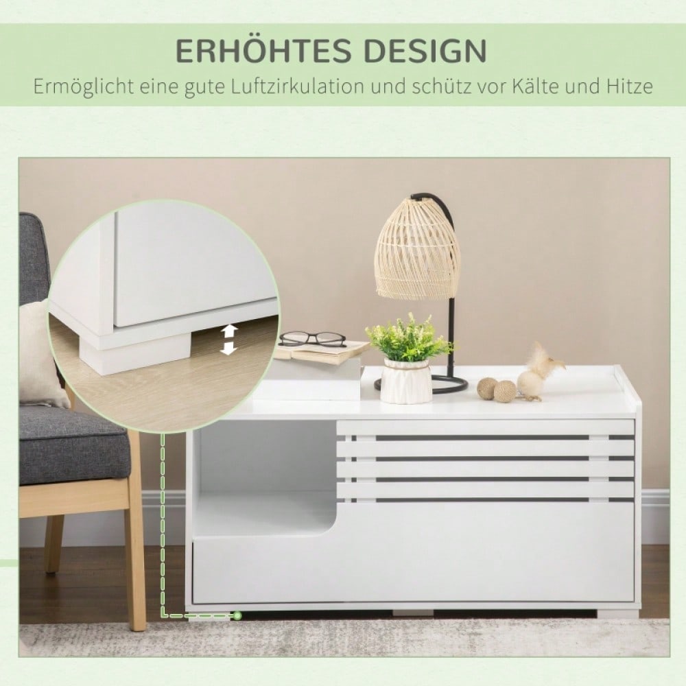 PawHut 2-in-1 Katzenschrank mit 2 Regalen & Magnettür | Moderner Katzenmöbel mit Regalsystem | Aufbewahrungsschrank in Weiß, platzsparendes Design