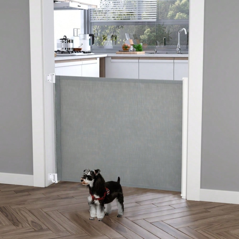 PawHut Treppenschutzgitter aus Metall & Kunststoff | Verstellbares Sicherheitsgitter für Kinder & Haustiere | Ohne Bohren montierbar, Grau