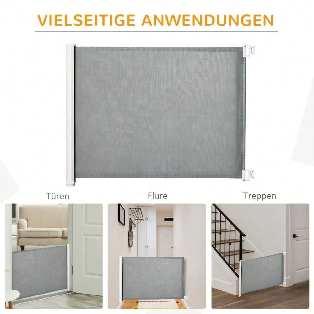 PawHut Treppenschutzgitter aus Metall & Kunststoff | Verstellbares Sicherheitsgitter für Kinder & Haustiere | Ohne Bohren montierbar, Grau