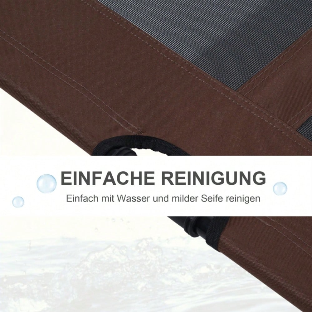 Hundebett Outdoor für große Hunde: Erhöhte, kühlende Hundeliege mit Metallrahmen & atmungsaktivem Mesh, 92x76x18 cm, braun - Garten Hundekorb von PawHut
