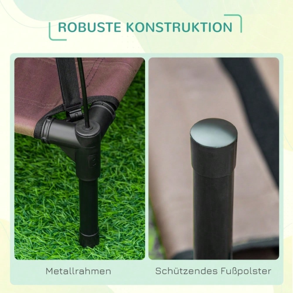 Hundebett Outdoor mit Baldachin – Erhöhtes, atmungsaktives Haustierbett aus Taftstoff für Hunde, 61 x 46 x 62 cm (LxBxH), kaffeefarben – von PawHut