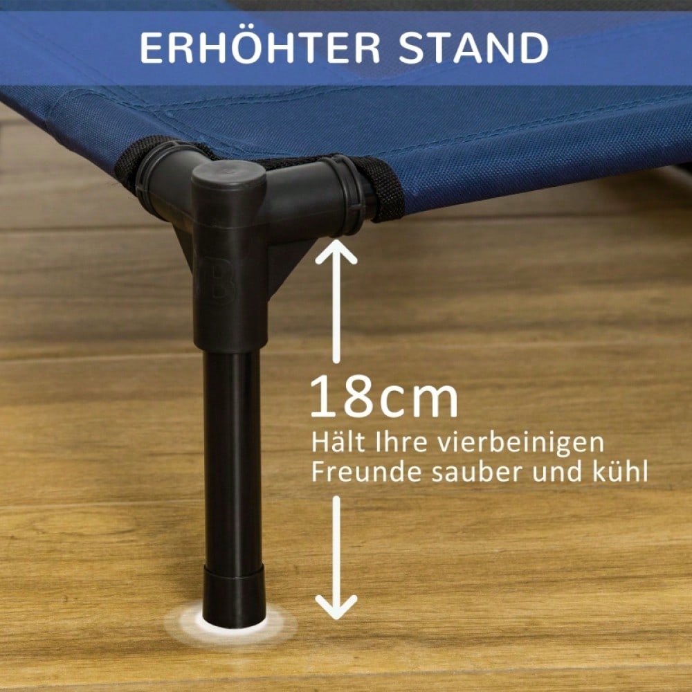 Hundebett Outdoor aus 600D Oxford-Stoff & Metall – Wetterfeste, erhöhte Hundeliege & Katzenbett für drinnen und draußen, 91,5 x 76,2 x 18 cm, blau – von PawHut