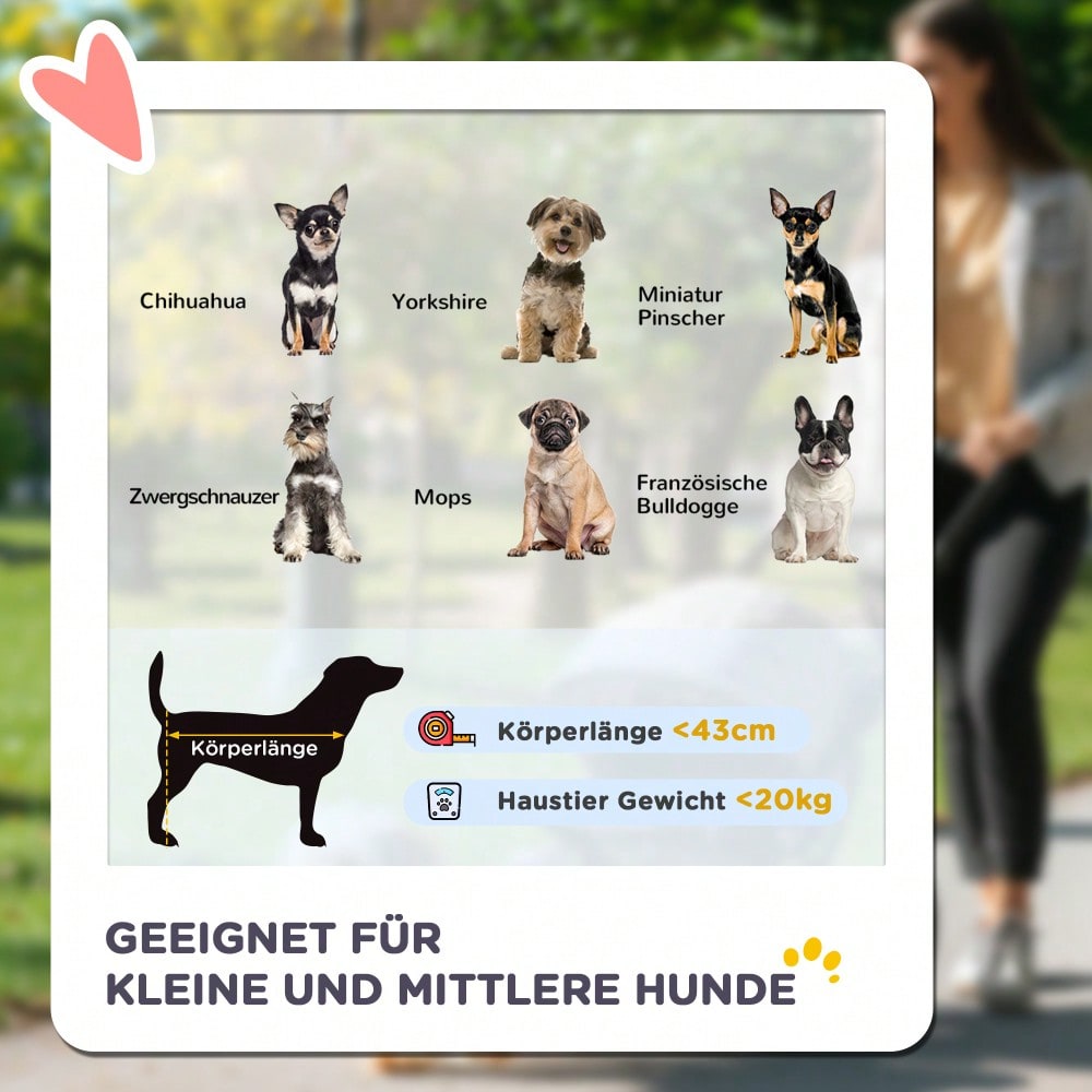 PawHut Klappbarer Hundebuggy mit Allrad-Gummibereifung für Hunde & Katzen bis 20 kg, inkl. Kissen, Netzfenster & Staufach, dunkelgrün