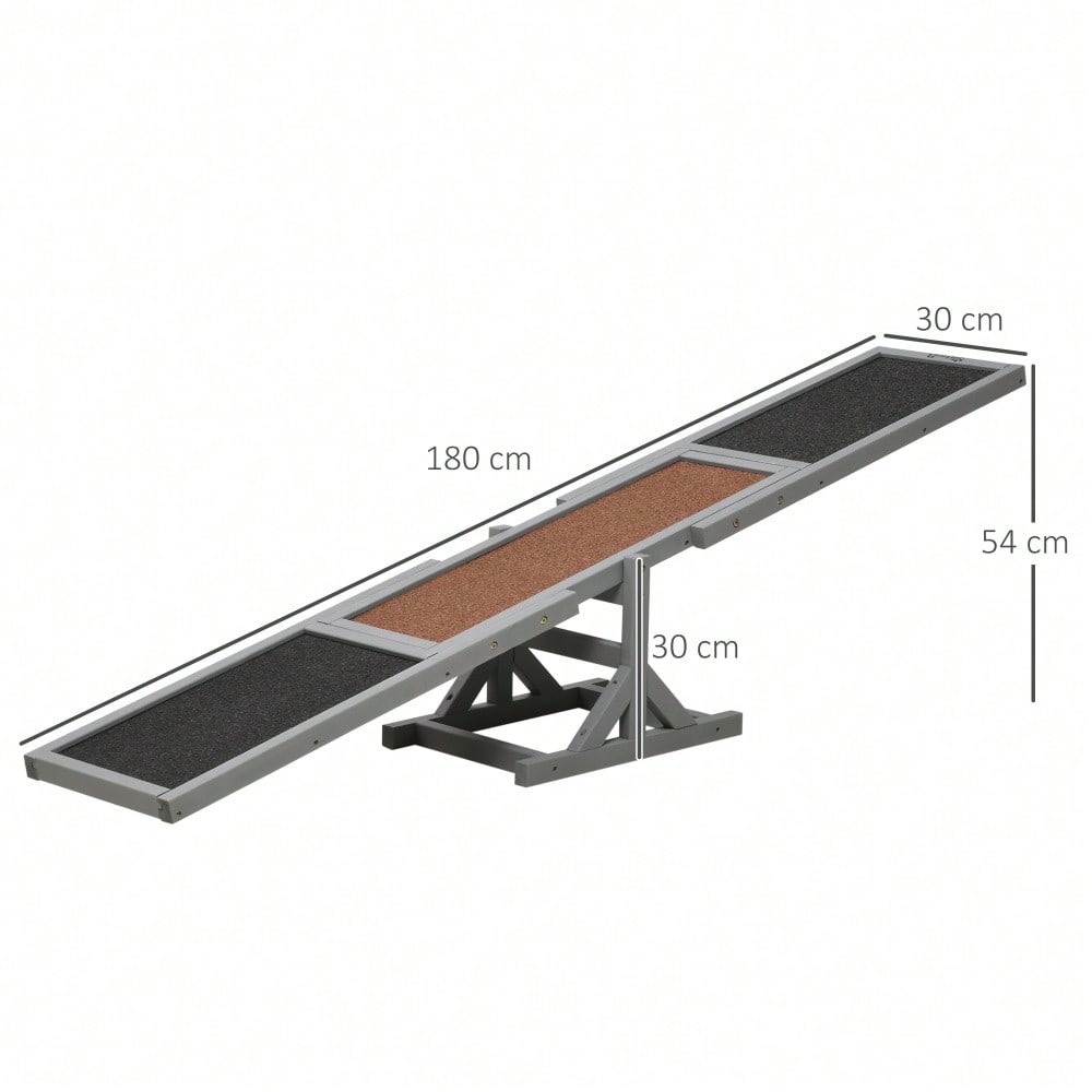 PawHut Agility-Wippe aus Holz für große Hunde, Balance-Trainingsgerät für Hundesport, 180x30x30 cm