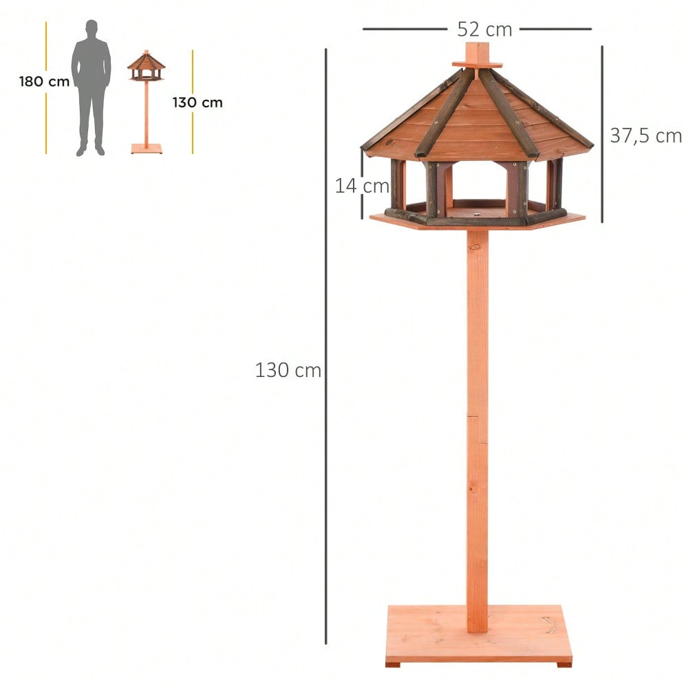 PawHut Vogelhaus aus Holz mit Futterspender, Vogelvilla & Futterstation 52x130 cm, natur