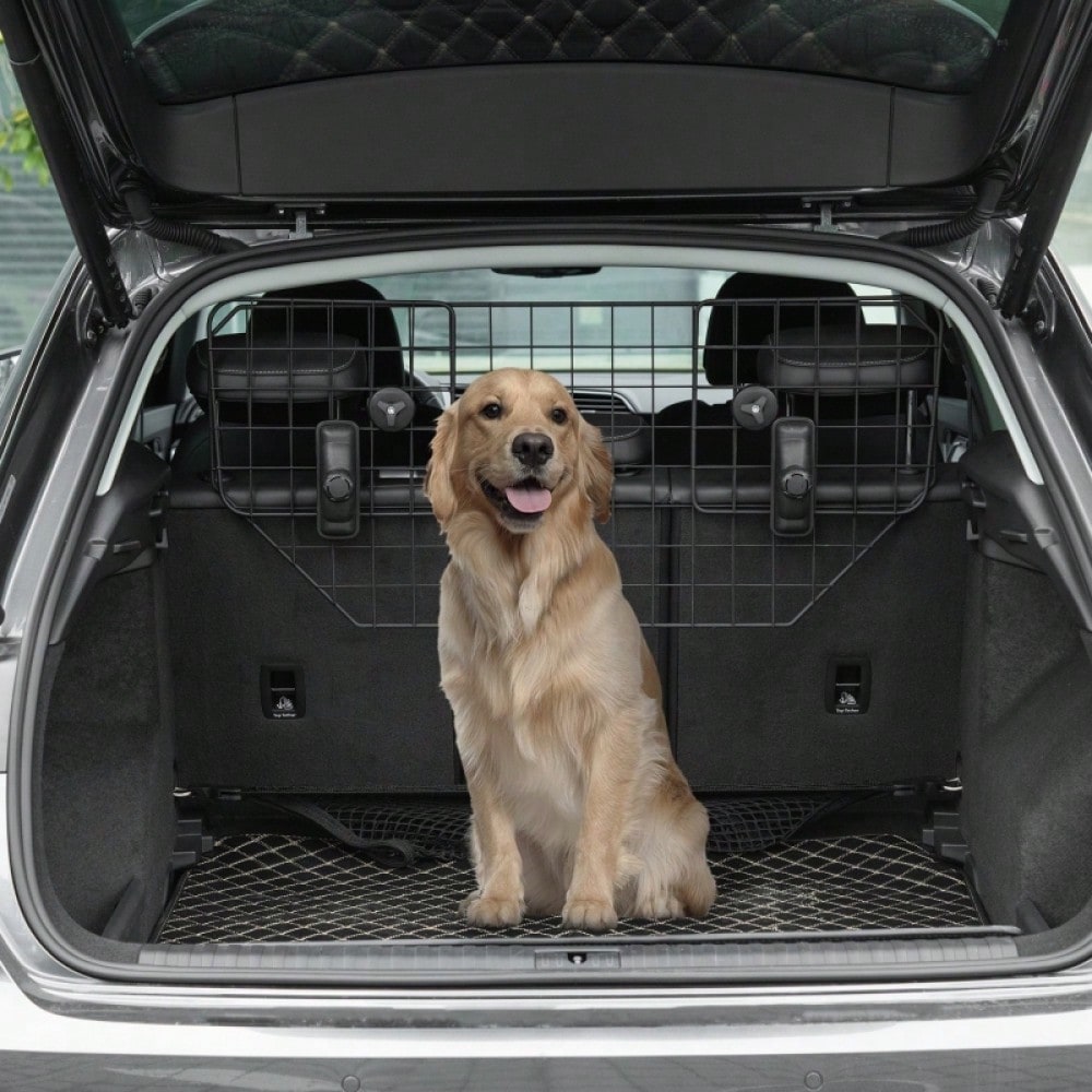 Hundegitter Auto Universal für Kofferraum, verstellbar 90-120 cm, robustes Metall-TrennGitter als Schutzgitter für Hunde im Auto - von PawHut