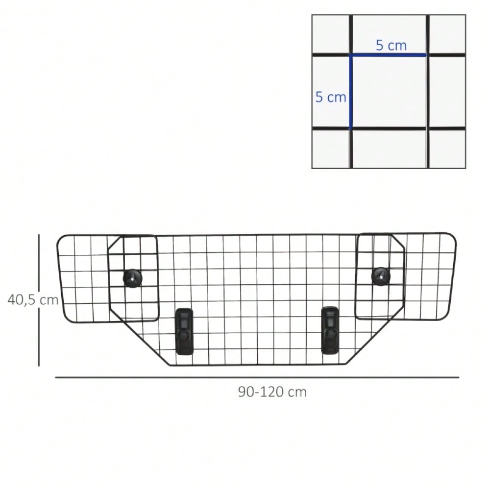 Hundegitter Auto Universal für Kofferraum, verstellbar 90-120 cm, robustes Metall-TrennGitter als Schutzgitter für Hunde im Auto - von PawHut
