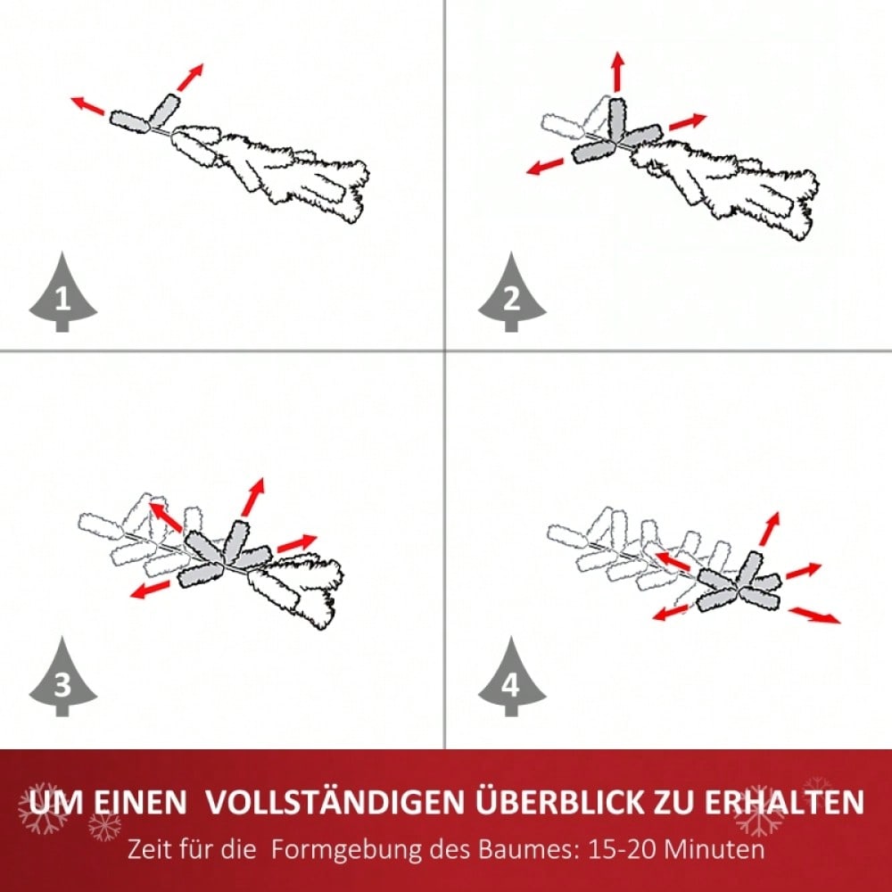 Künstlicher Weihnachtsbaum mit LED-Beleuchtung, 3-fach beleuchtet, aus PVC & Metall, Ø60x120 cm, weiß & blau - von HOMCOM