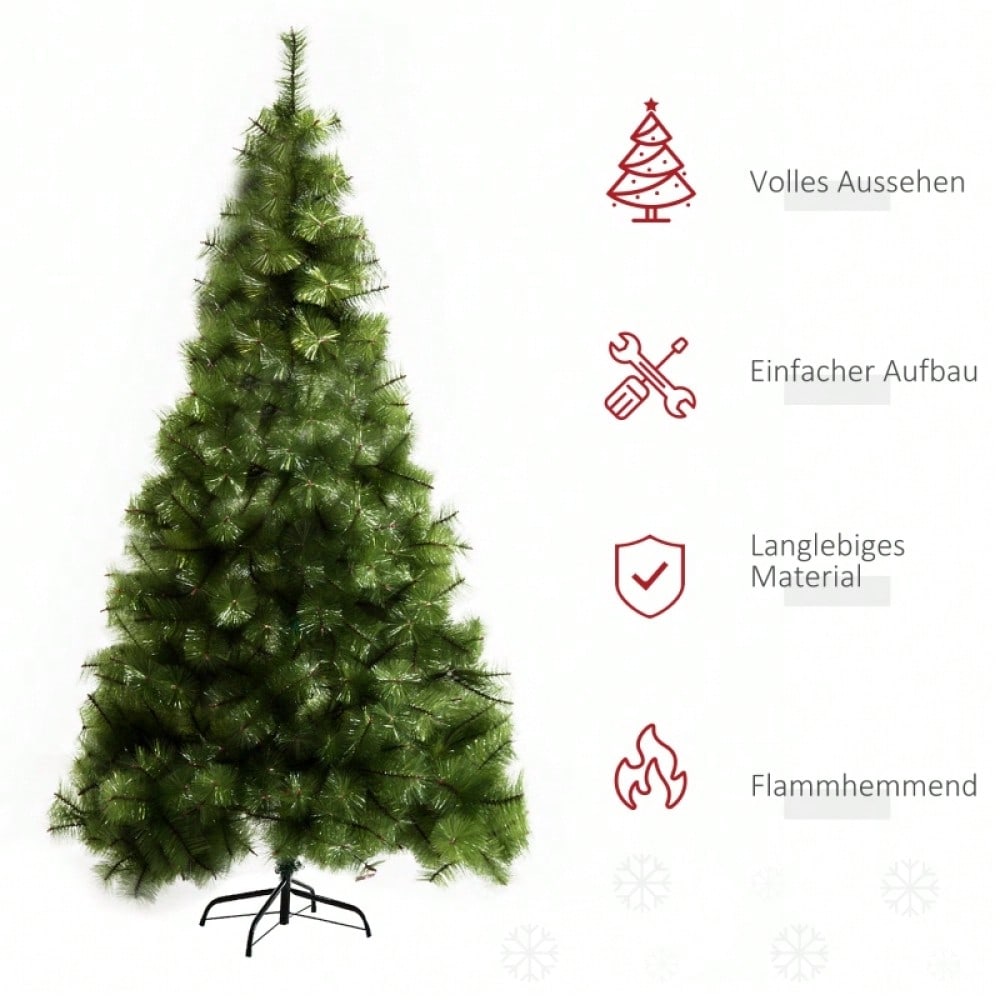 Künstlicher Weihnachtsbaum 210 cm mit 505 Spitzen, inkl. Metallständer, für Innenbereich - Premium Weihnachtsdeko von HOMCOM