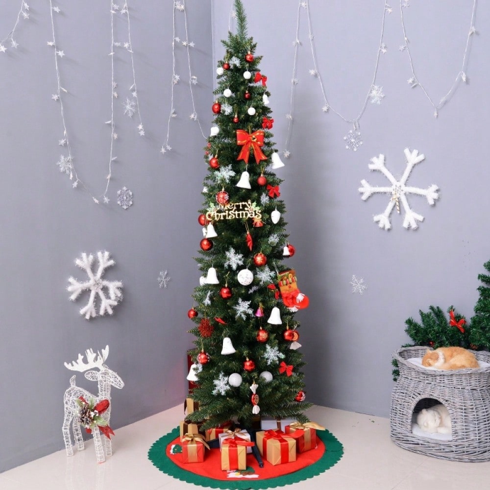 Künstlicher Weihnachtsbaum 210 cm inkl. Ständer & Weihnachtsstern, Premium Christbaum für festliche Dekoration, grün - von HOMCOM
