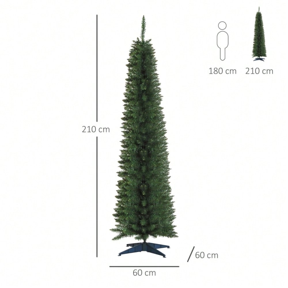 Künstlicher Weihnachtsbaum 210 cm inkl. Ständer & Weihnachtsstern, Premium Christbaum für festliche Dekoration, grün - von HOMCOM