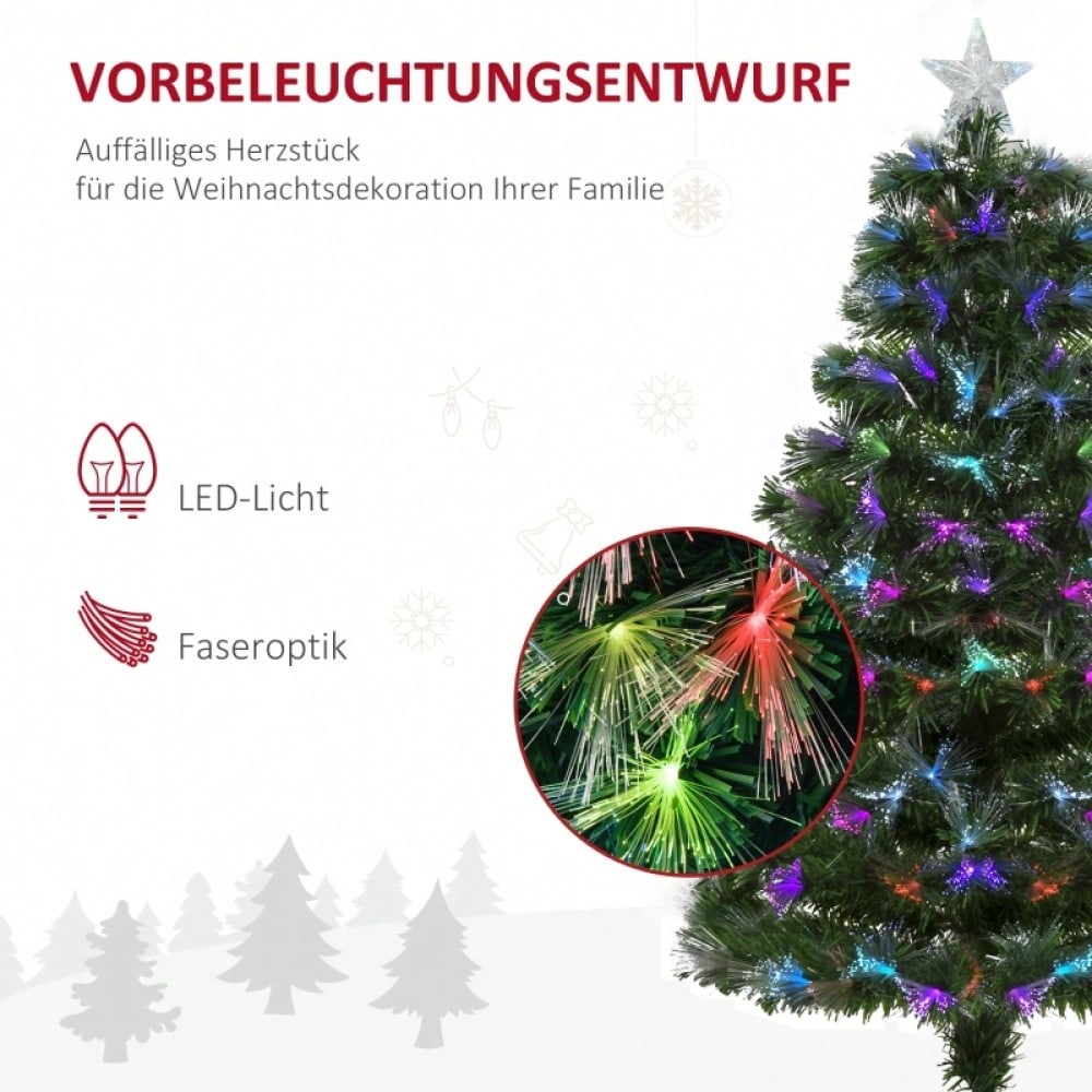 Künstlicher Weihnachtsbaum 120 cm mit LED-Beleuchtung & Sternspitze, inkl. Lichterkette, 66x66x120 cm, grün - von HOMCOM