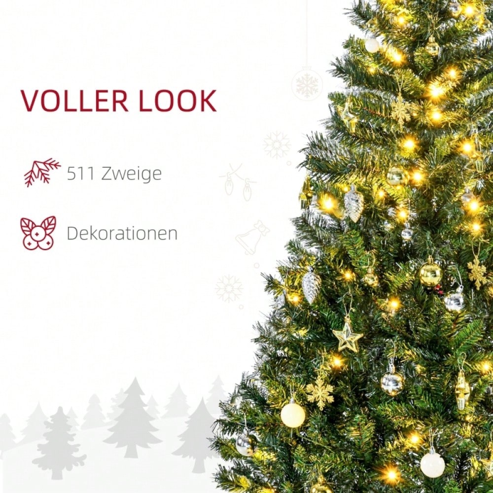 Künstlicher Weihnachtsbaum 150 cm inkl. festlichem Weihnachtsschmuck, 95x95x150 cm, grün - von HOMCOM