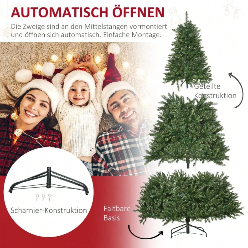 Künstlicher Weihnachtsbaum 210 cm mit 700 warmweißen LEDs & 2154 Zweigen, flammhemmend aus Kunststoff/Metall, 210x142 cm, grün - von HOMCOM