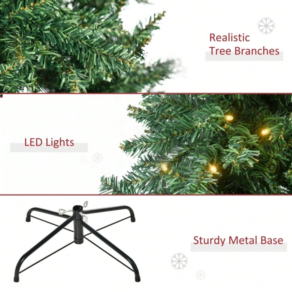 Künstlicher Weihnachtsbaum 210 cm mit 700 warmweißen LEDs & 2154 Zweigen, flammhemmend aus Kunststoff/Metall, 210x142 cm, grün - von HOMCOM